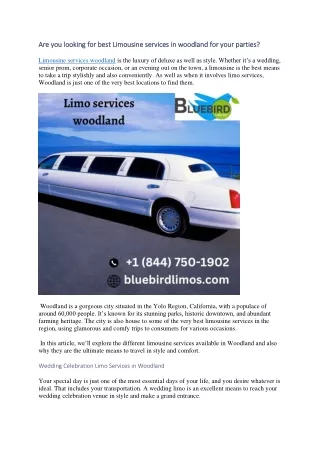 Are you looking for best Limousine services in woodland for your parties April