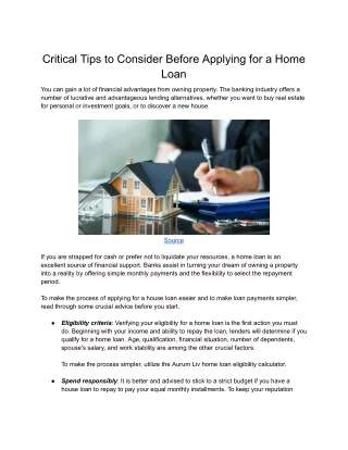 Critical Tips to Consider Before Applying for a Home Loan .docx