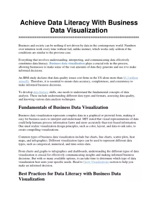 achieve data literacy with business data