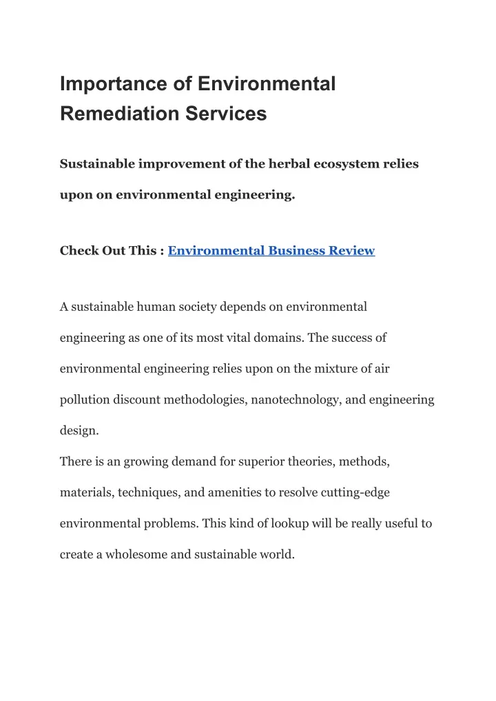 importance of environmental remediation services