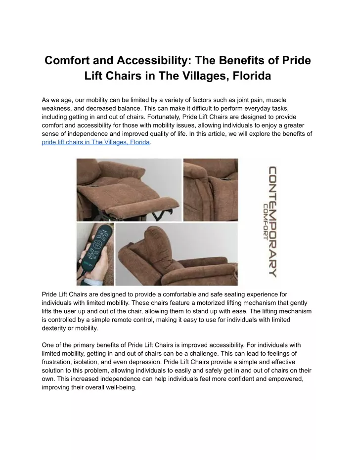 comfort and accessibility the benefits of pride