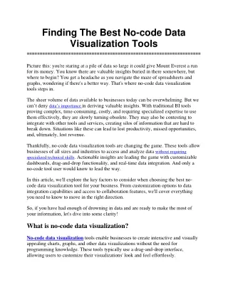 finding the best no code data visualization tools