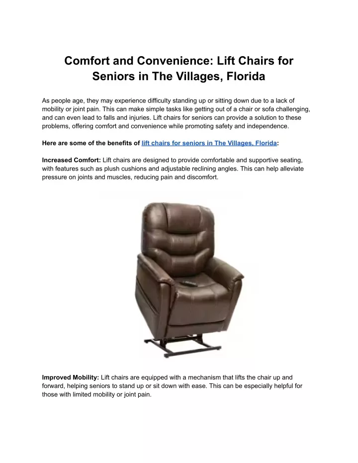 comfort and convenience lift chairs for seniors