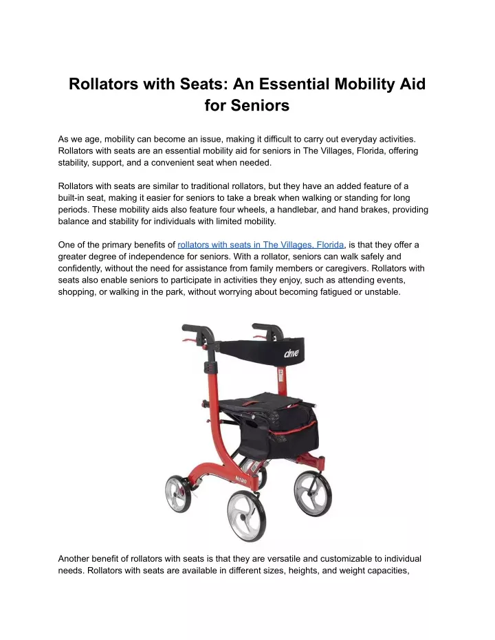 rollators with seats an essential mobility