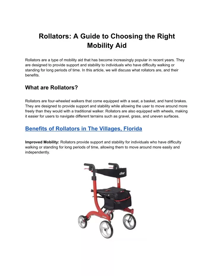 rollators a guide to choosing the right mobility
