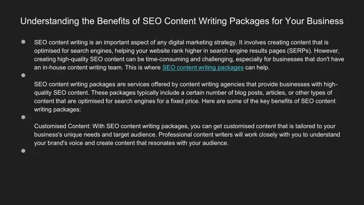 understanding the benefits of seo content writing