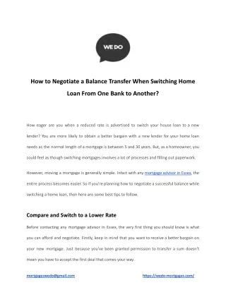How to Negotiate a Balance Transfer When Switching Home Loan From One Bank to An