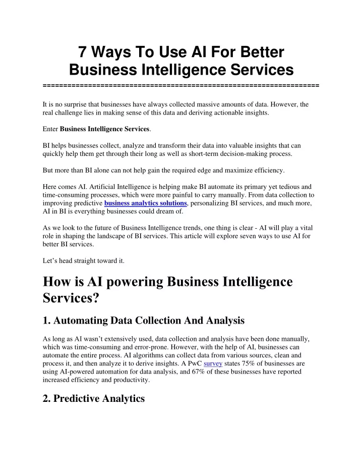 7 ways to use ai for better business intelligence