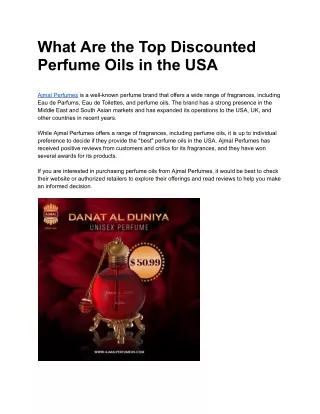 What are the Top Perfume Oils in the USA