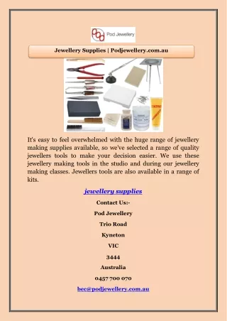 Jewellery Supplies | Podjewellery.com.au