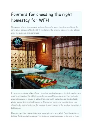 Pointers for choosing the right homestay for WFH