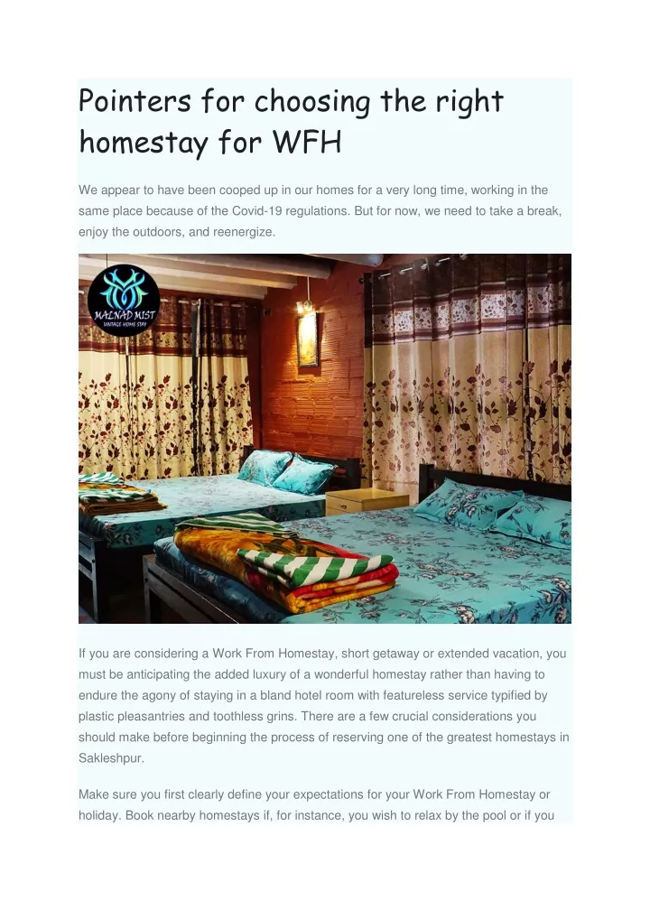 pointers for choosing the right homestay for wfh