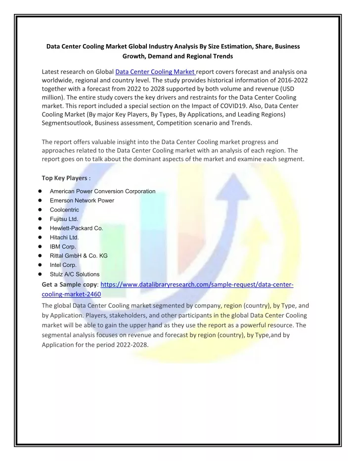 data center cooling market global