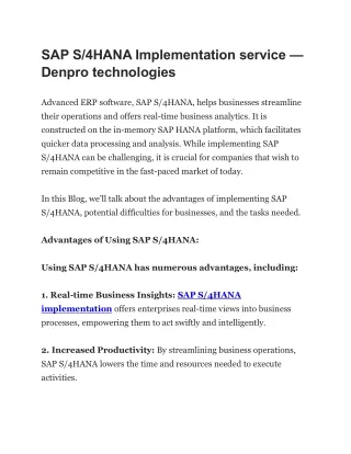 SAP S/4HANA implementation services- Denpro Technologies