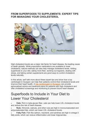 Expert Tips for Managing Your Cholesterol - Dr. Monik Mehta