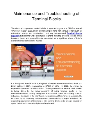 Maintenance and Troubleshooting of Terminal Blocks