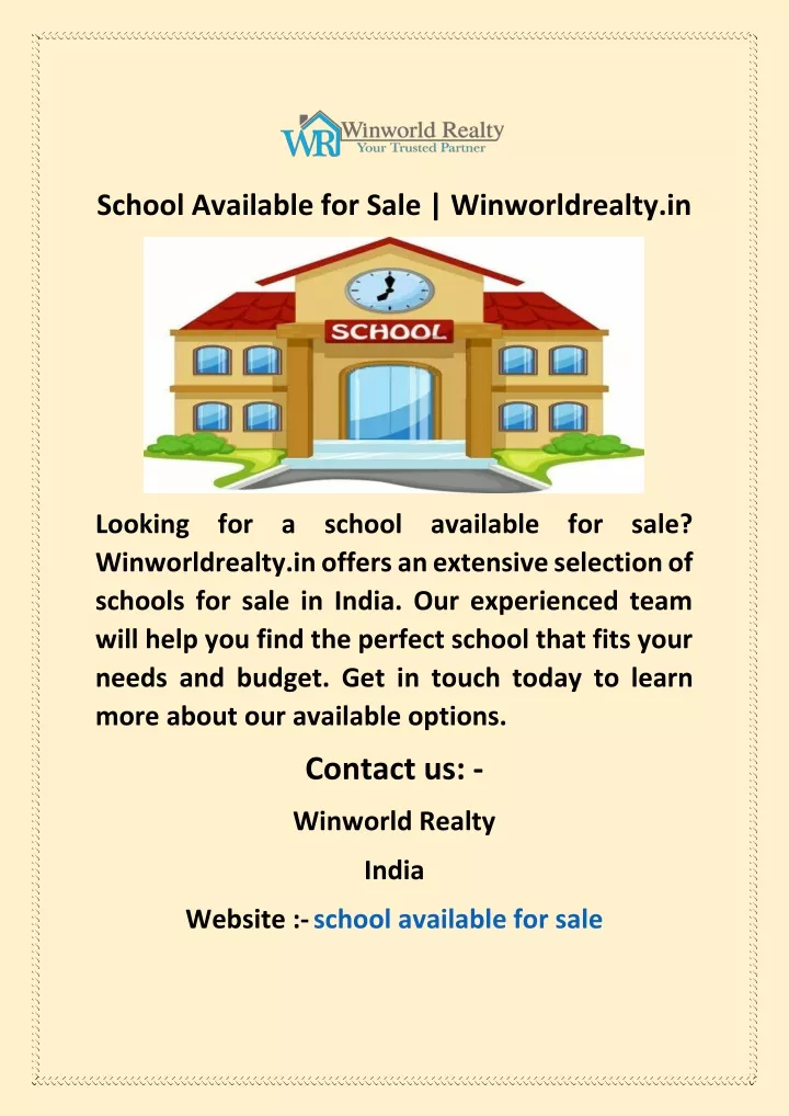 school available for sale winworldrealty in