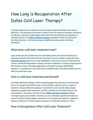 How Long is Recuperation After Dallas Cold Laser Therapy_