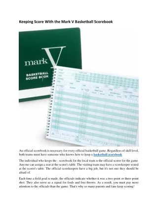 keeping score with the mark v basketball scorebook