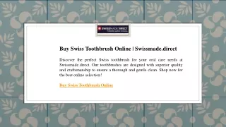 Buy Swiss Toothbrush Online  Swissmade.direct