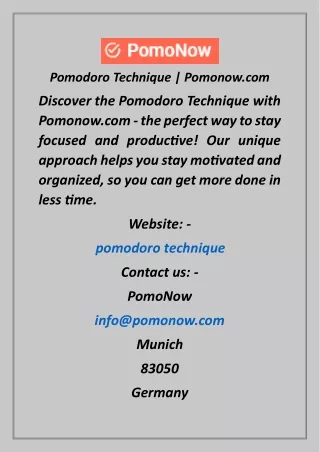 Pomodoro Technique  Pomonow