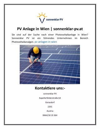 PV Anlage in Wien sonnenklar-pv.at