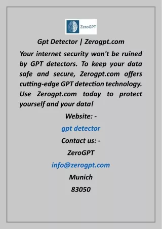 Gpt Detector  Zerogpt