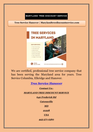 Tree Service Hanover | Marylandtreediscountservice.com