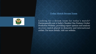 Today Match Dream Team | Fantasypandit.com