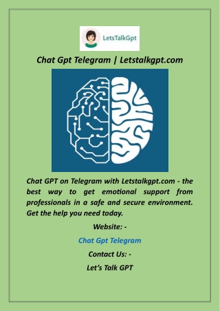 Chat Gpt Telegram  Letstalkgpt