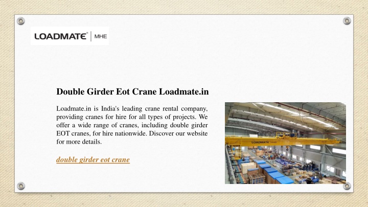 double girder eot crane loadmate in