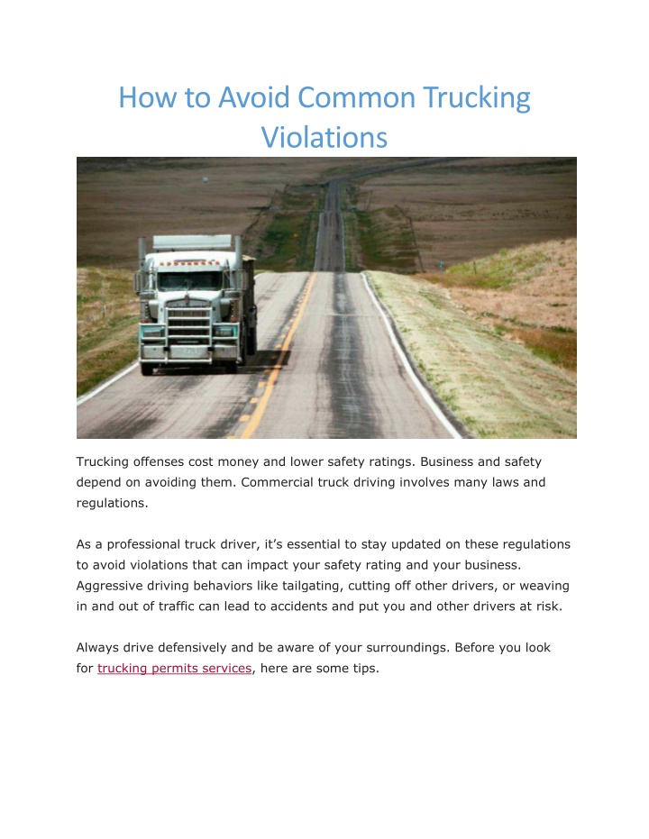 how to avoid common trucking violations