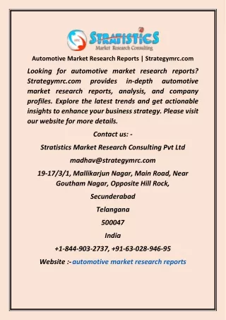 automotive market research reports strategymrc com