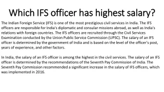 which ifs officer has highest salary which