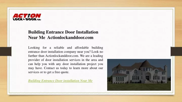 building entrance door installation near