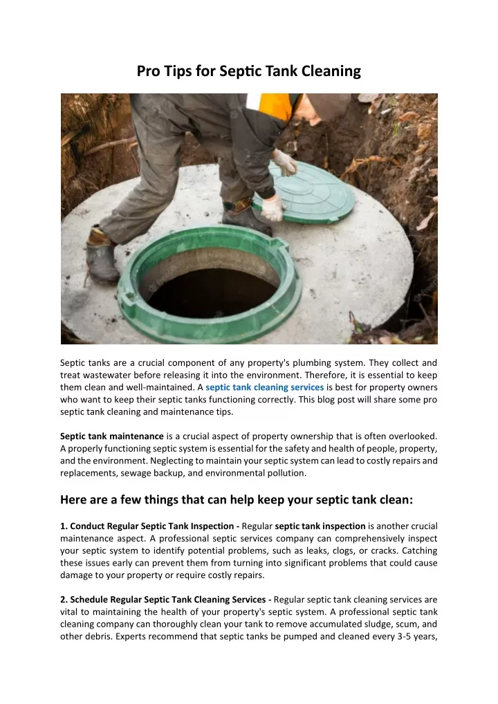 pro tips for septic tank cleaning