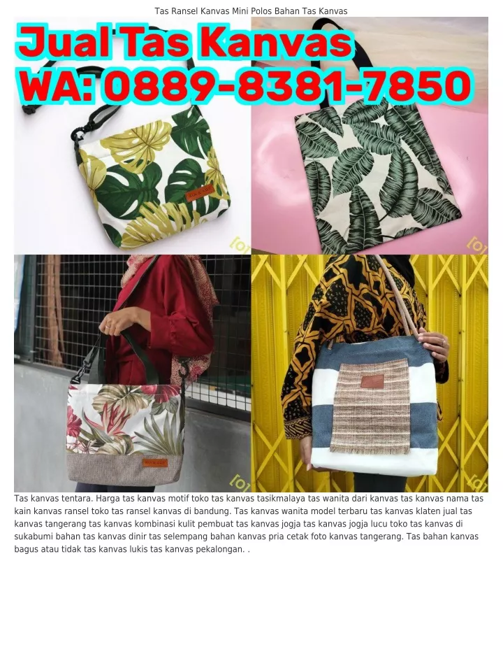 tas ransel kanvas mini polos bahan tas kanvas