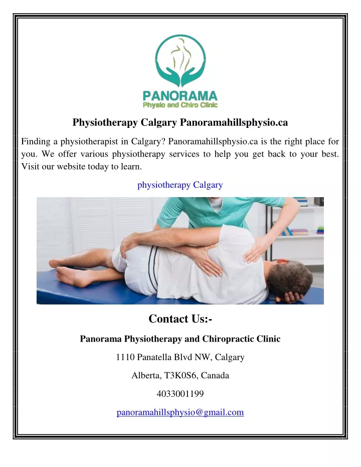 physiotherapy calgary panoramahillsphysio ca