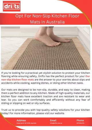 Opt For Non-Slip Kitchen Floor Mats in Australia