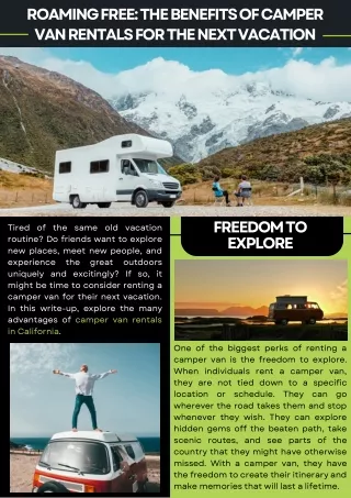 Roaming Free: The Benefits of Camper Van Rentals for the Next Vacation