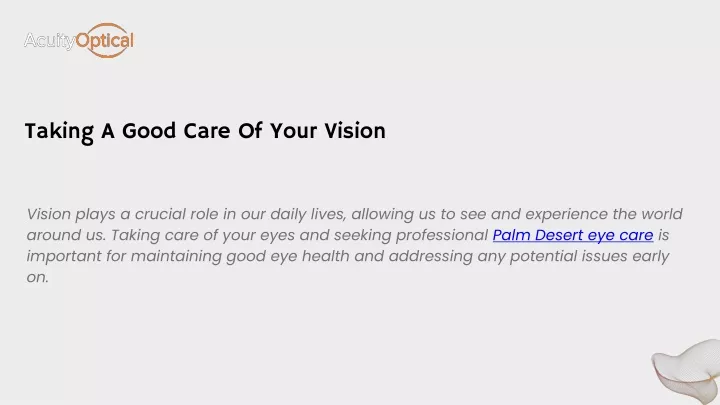 taking a good care of your vision