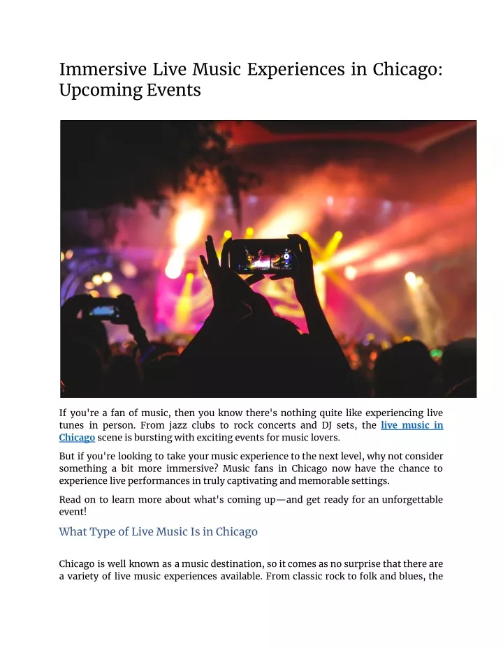 immersive live music experiences in chicago