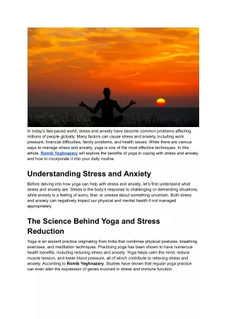 Yoga_ A Proven Technique to Cope with Stress and Anxiety