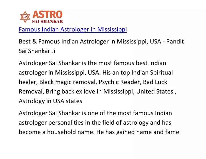 famous indian astrologer in mississippi