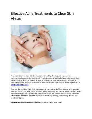 Effective Acne Treatments to Clear Skin Ahead
