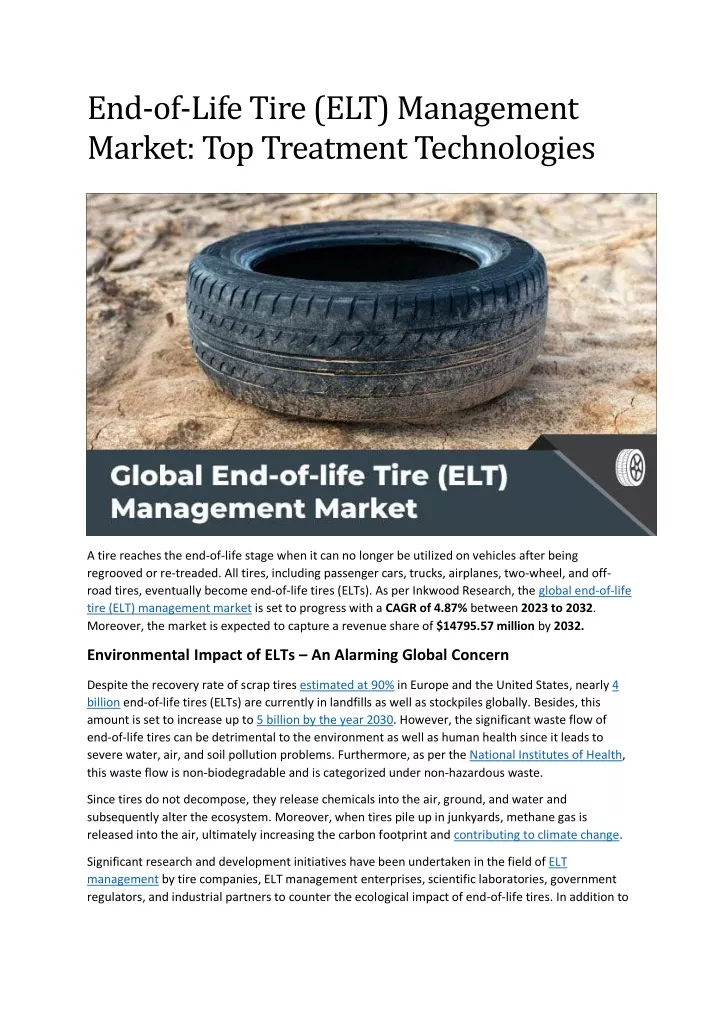 end of life tire elt management market