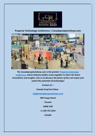 Property Technology Conference | Canadaproptechshow.com