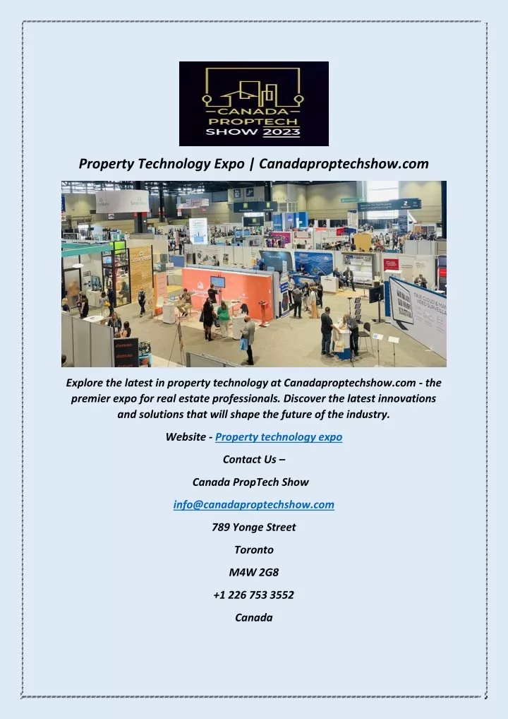 property technology expo canadaproptechshow com
