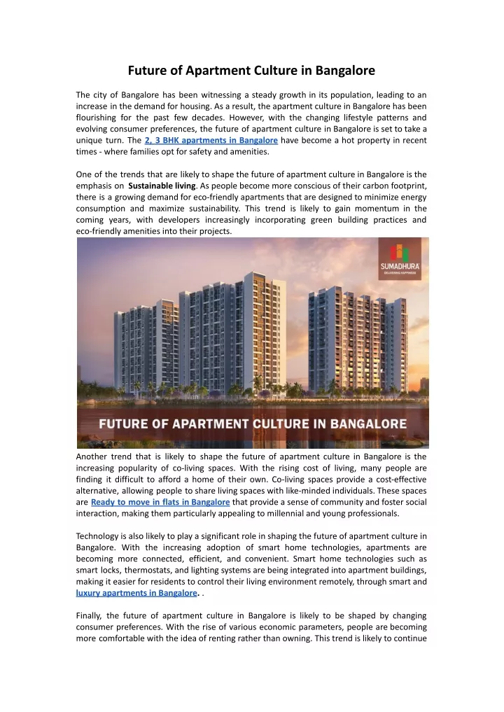 future of apartment culture in bangalore