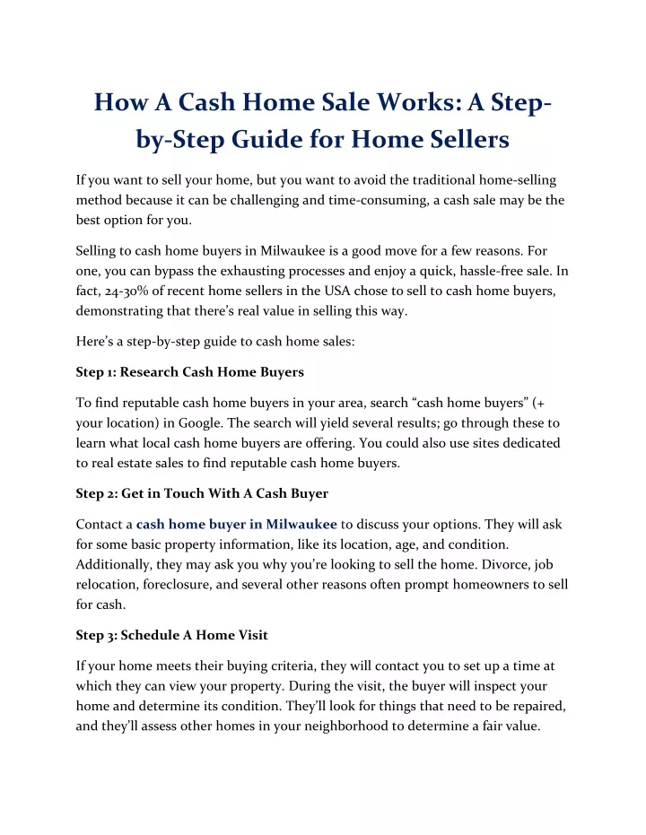how a cash home sale works a step by step guide